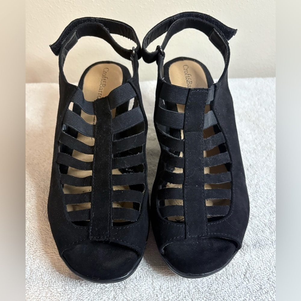 Womens Croft & Barrow Shay Black Ortholite Caged High Heels Size 6.5M
